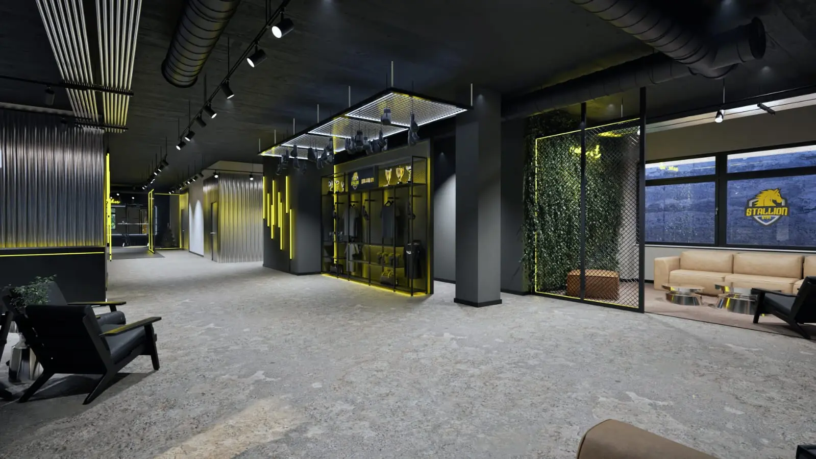 Lounge und Shop im Stallion Gym Stuttgart