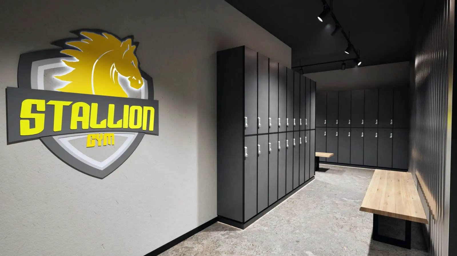 Umkleide mit Spinden im Stallion Gym Stuttgart